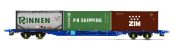 Hornby R60239 KFA Container Wagon with 2 x 20' Containers & 1 x 20' Tanktainer - Era 11 (OO Gauge)