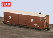 Peco GR-241AC OO-9 Lynton & Barnstaple 8 ton Bogie Goods Brake Van, SR, Brown, No.50639, Closed Veranda (OO9 Gauge)